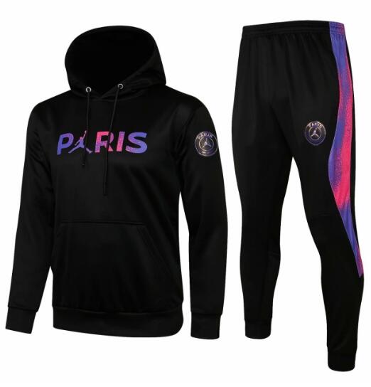 2021/22 PSG x Jordan Black Tracksuits Paris Hoodie Sweatshirt with Pants